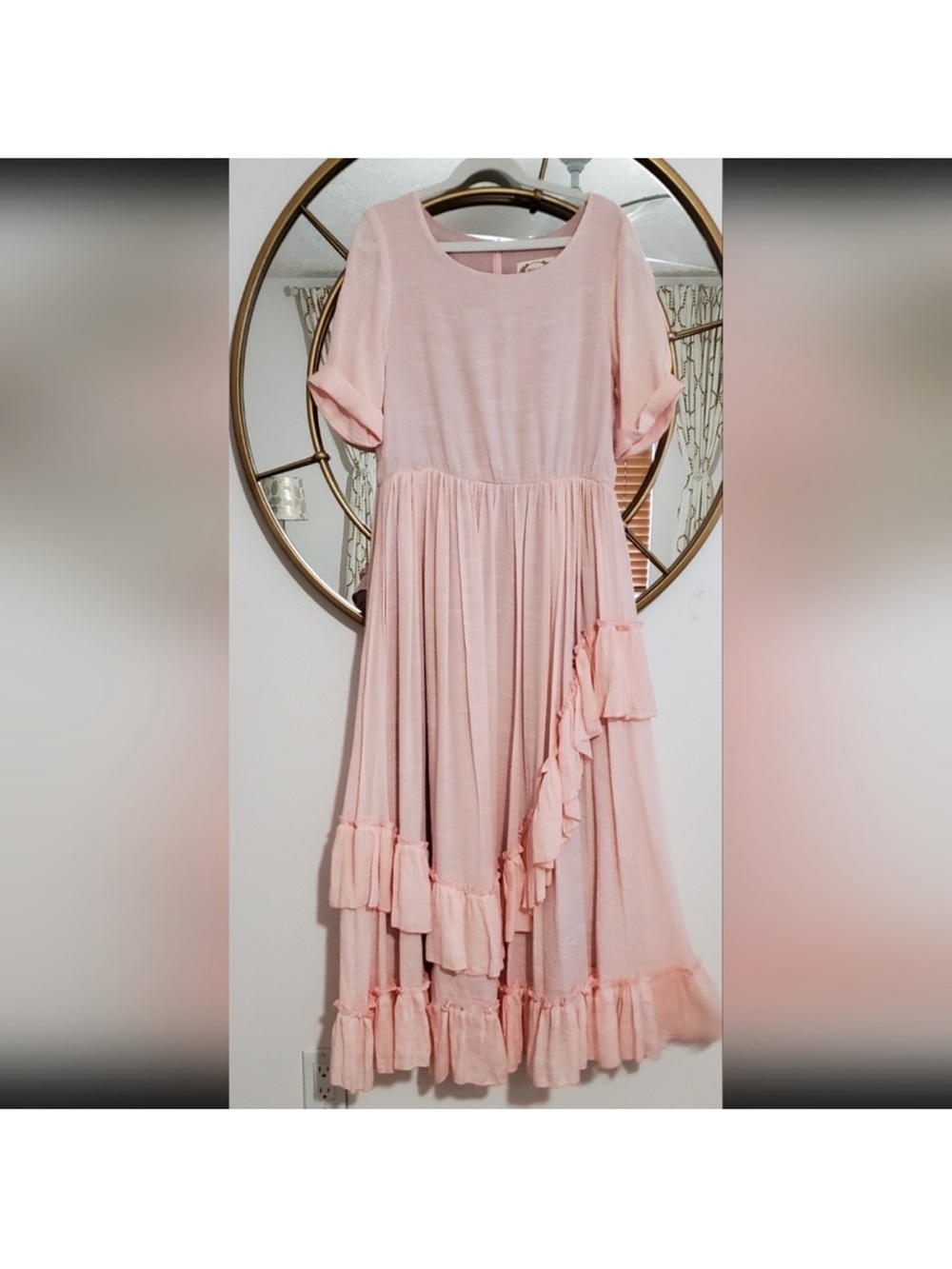 Joyfolie Light Pink Ruffle Midi Dress for Girls